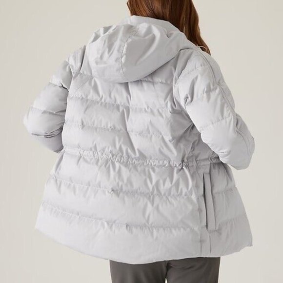 ATHLETA DOWN PUFFER JACKET WITH HOOD SIZE MEDIUM GREY - NEW WITH TAGS - Picture 3 of 8